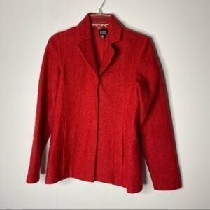 Eileen Fisher‎ Red Snap Front Wool Bland Jacket Size XS